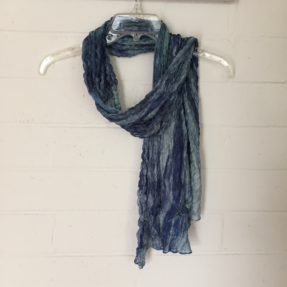 Blue Ombre Crinkle Silk Scarf